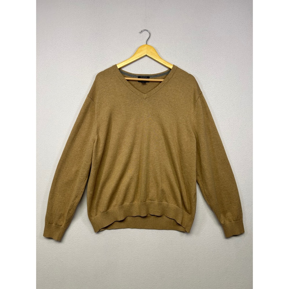 Classic Preppy Lands' End Mens XL Tan 100% Supima Cotton Sweater Minimalist